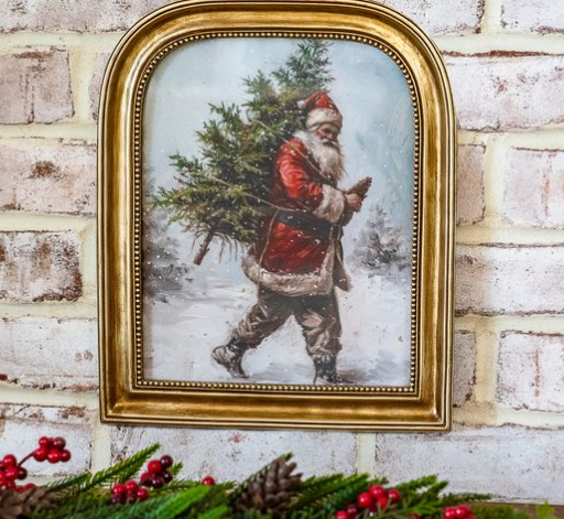 12" Antique Gold Framed Holiday Wall Decor - 2 Styles