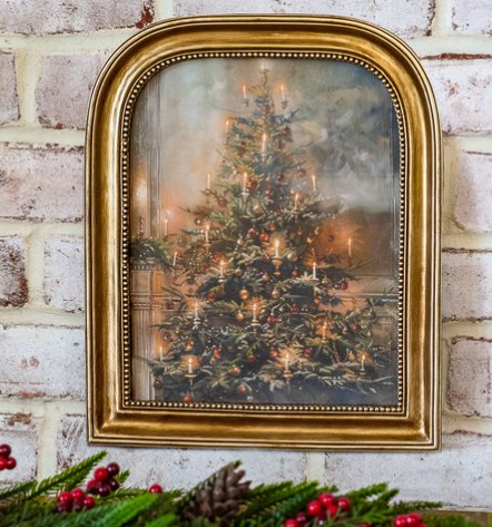 12" Antique Gold Framed Holiday Wall Decor - 2 Styles