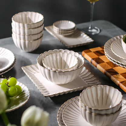 Scalloped Edge Dinnerware in Antique Ivory