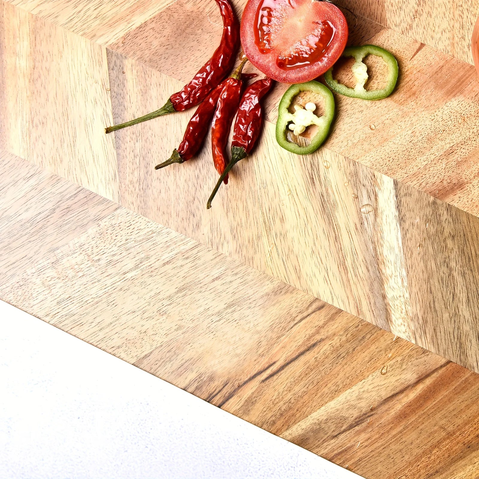 Extra Large Acacia Wood Cutting Board - Chevron Design