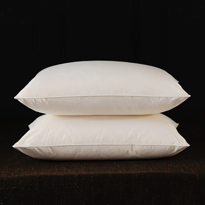 2 Pc Set - Goose Down Feather Pillow for Sleeping - 100% Cotton Shell, Standard Queen Size