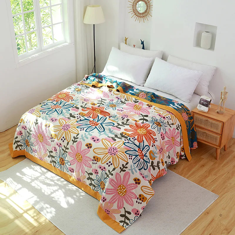 100% Cotton Colorful Gauze Blankets
