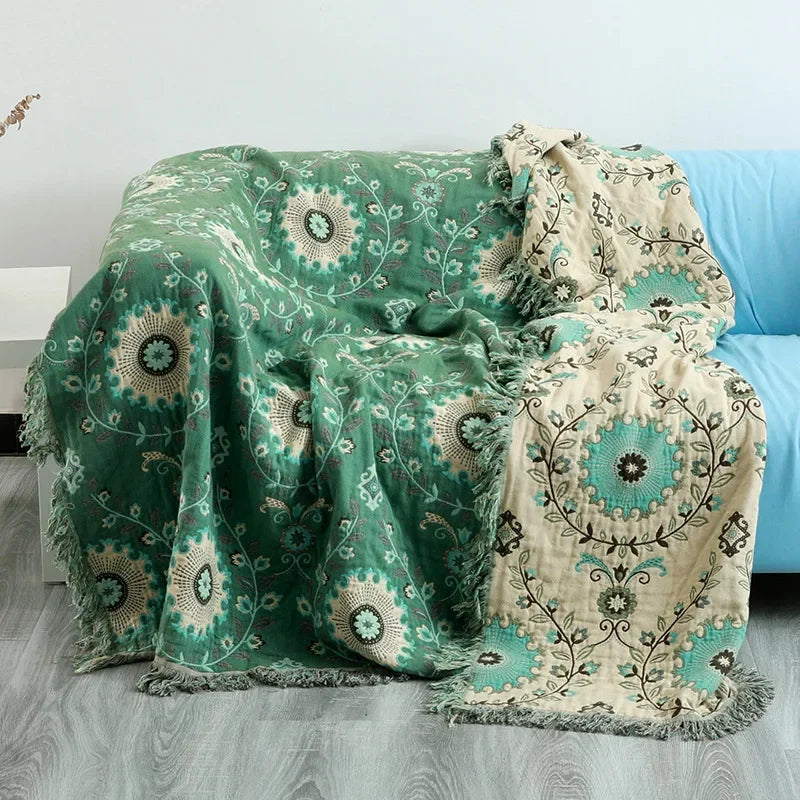 100% Cotton Reversible Throw- Multiple Colors