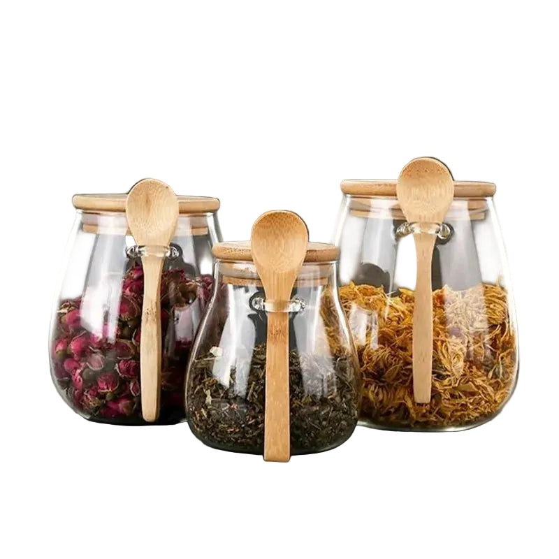 Aramé Glass Jars with Wooden Lids