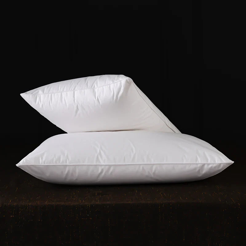2 Pc Set - Goose Down Feather Pillow for Sleeping - 100% Cotton Shell, Standard Queen Size