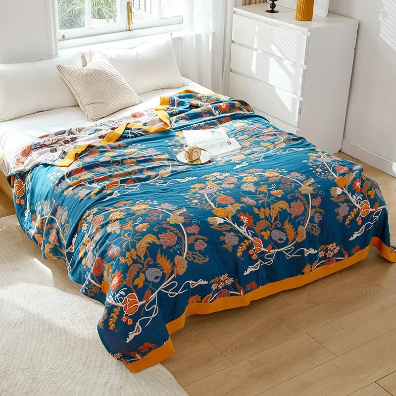 Boho Mandala Reversible Gauze Blankets - 100% Cotton - Multiple Colors