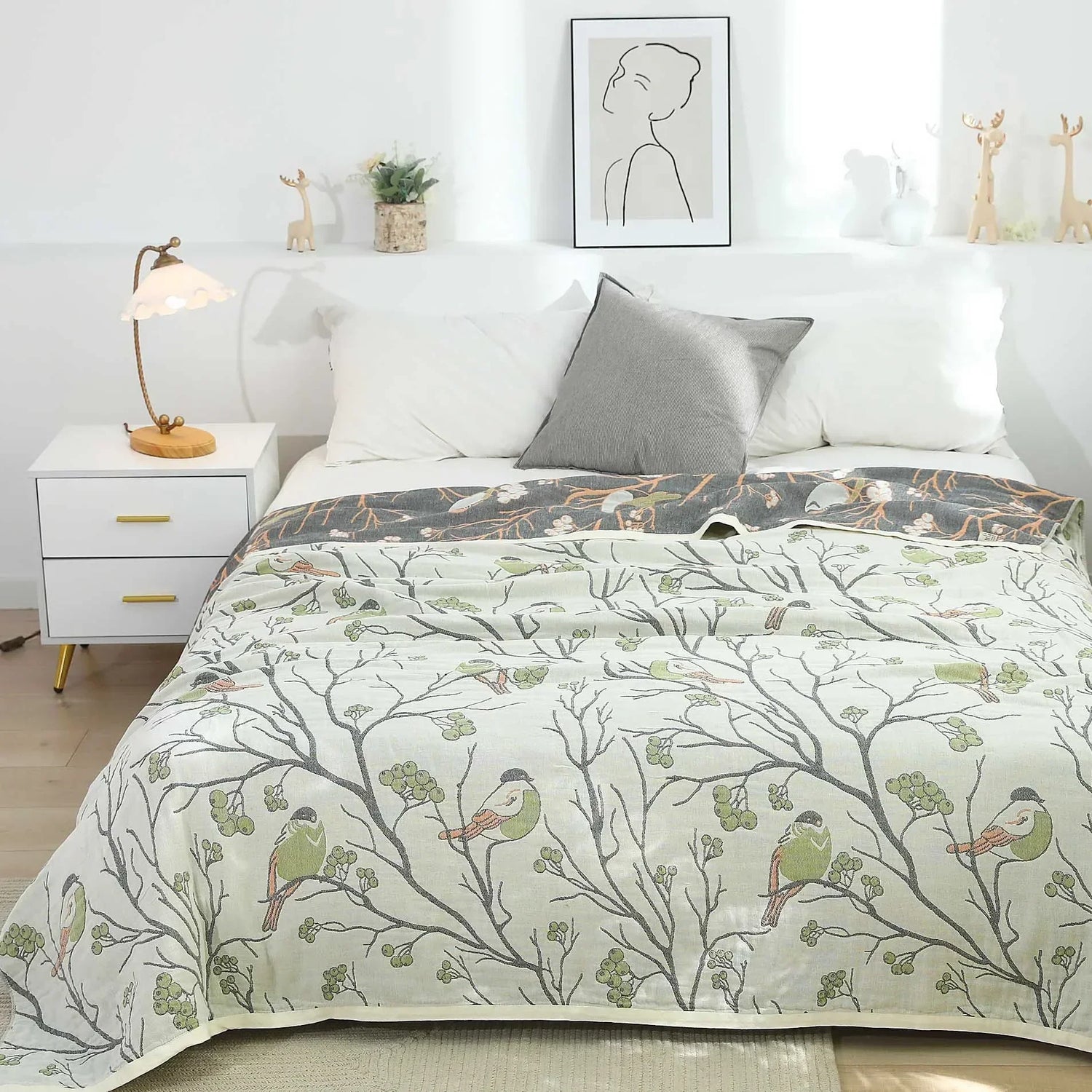 100% Cotton Gauze Reversible Blanket - 4 colors