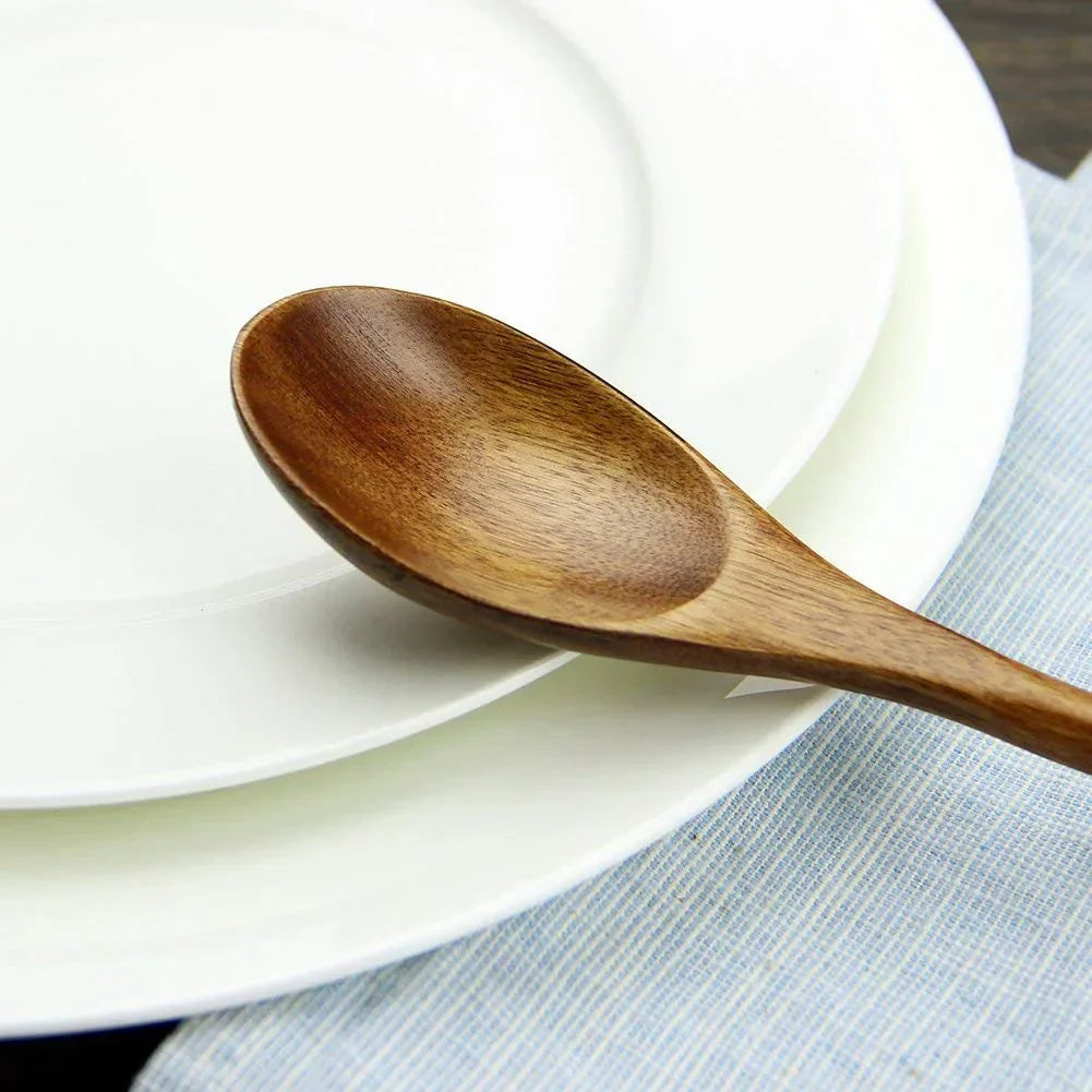 Wooden Soup Spoons Tableware Set - 5 Pc