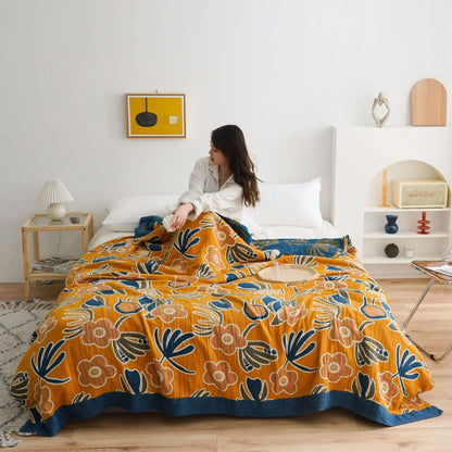 100% Cotton Colorful Gauze Blankets