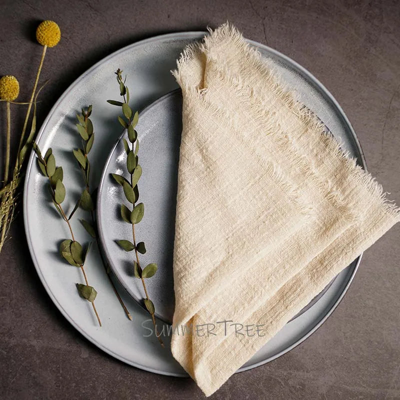 Large Rustic Cotton Gauze  Napkins - 10 Pc - Multiple Colors