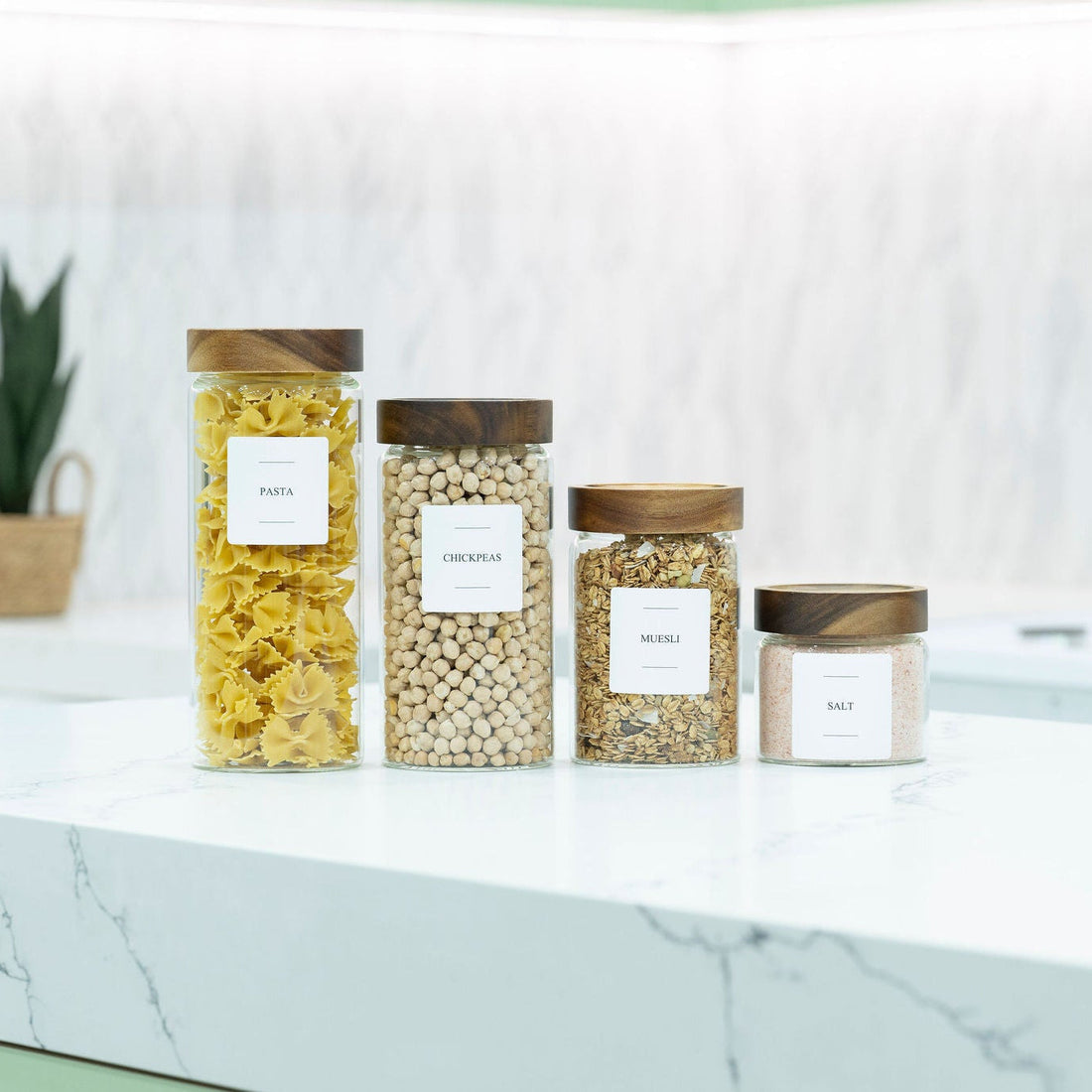 Acacia Lid Glass Storage Jars – 5 Sizes