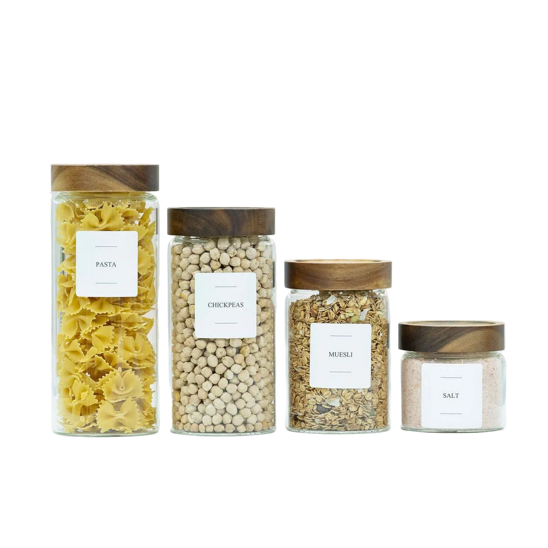 Acacia Lid Glass Storage Jars – 5 Sizes