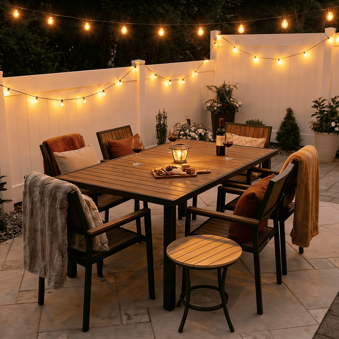 Aluminum and Wood  Outdoor Dining Set - 4 Colors, 6-Pc or 8-Pc Set
