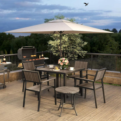 Aluminum and Wood  Outdoor Dining Set - 4 Colors, 6-Pc or 8-Pc Set