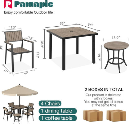 Aluminum and Wood  Outdoor Dining Set - 4 Colors, 6-Pc or 8-Pc Set
