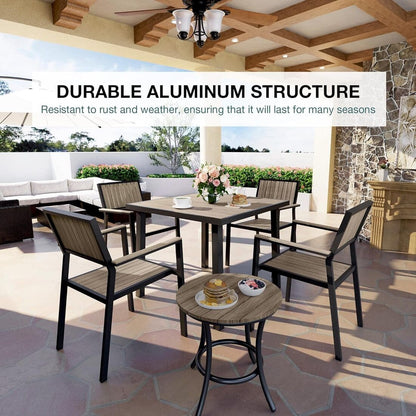 Aluminum and Wood  Outdoor Dining Set - 4 Colors, 6-Pc or 8-Pc Set