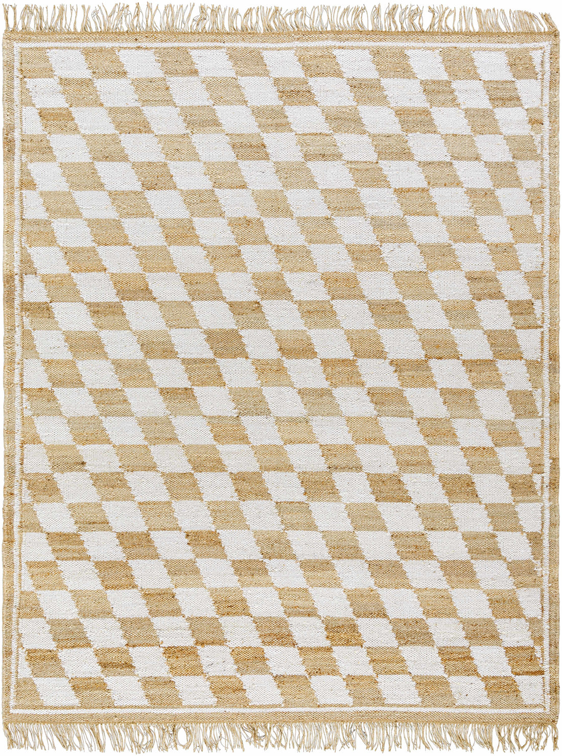 Tiria Diamond Checkered Jute Tasseled Rug