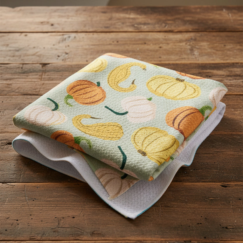 Pumpkins &amp; Gourds Geometry Tea Towel