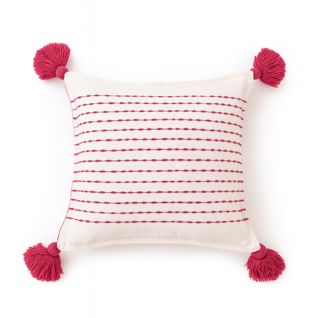 Pompom Throw Pillow Cover - Pink