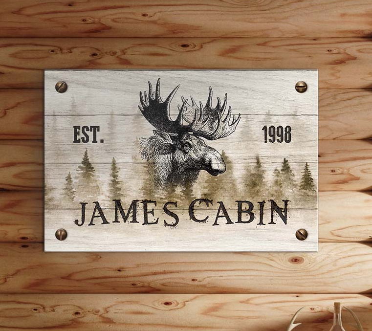 Personalized Family Moose Cabin Sign