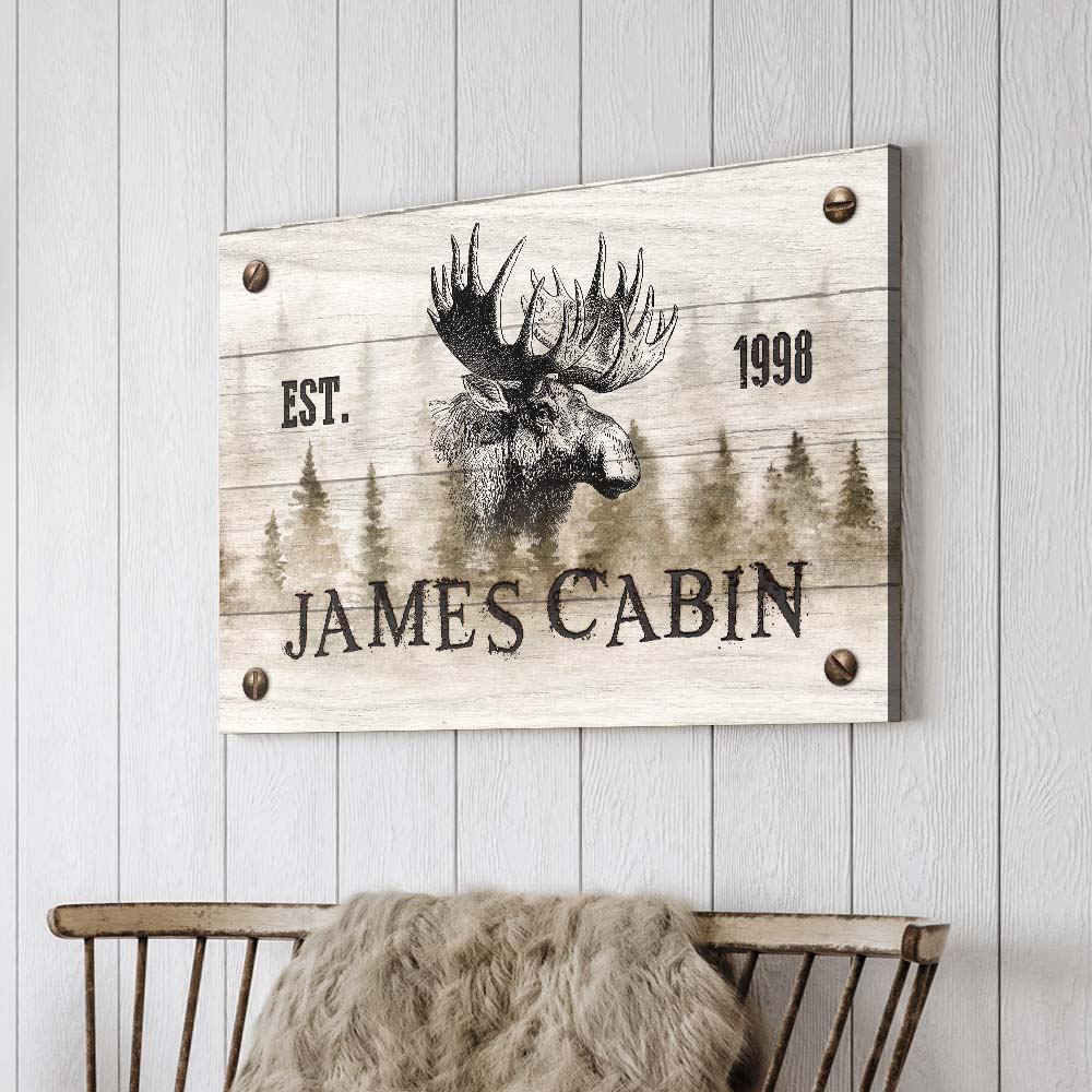 Personalized Family Moose Cabin Sign