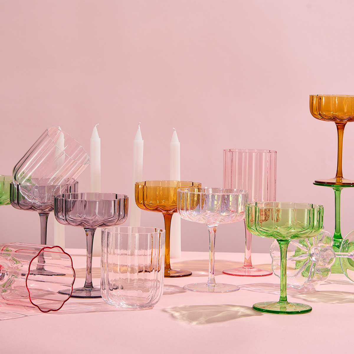 Flower Stemmed Clear Wine Glassware - Set of 2