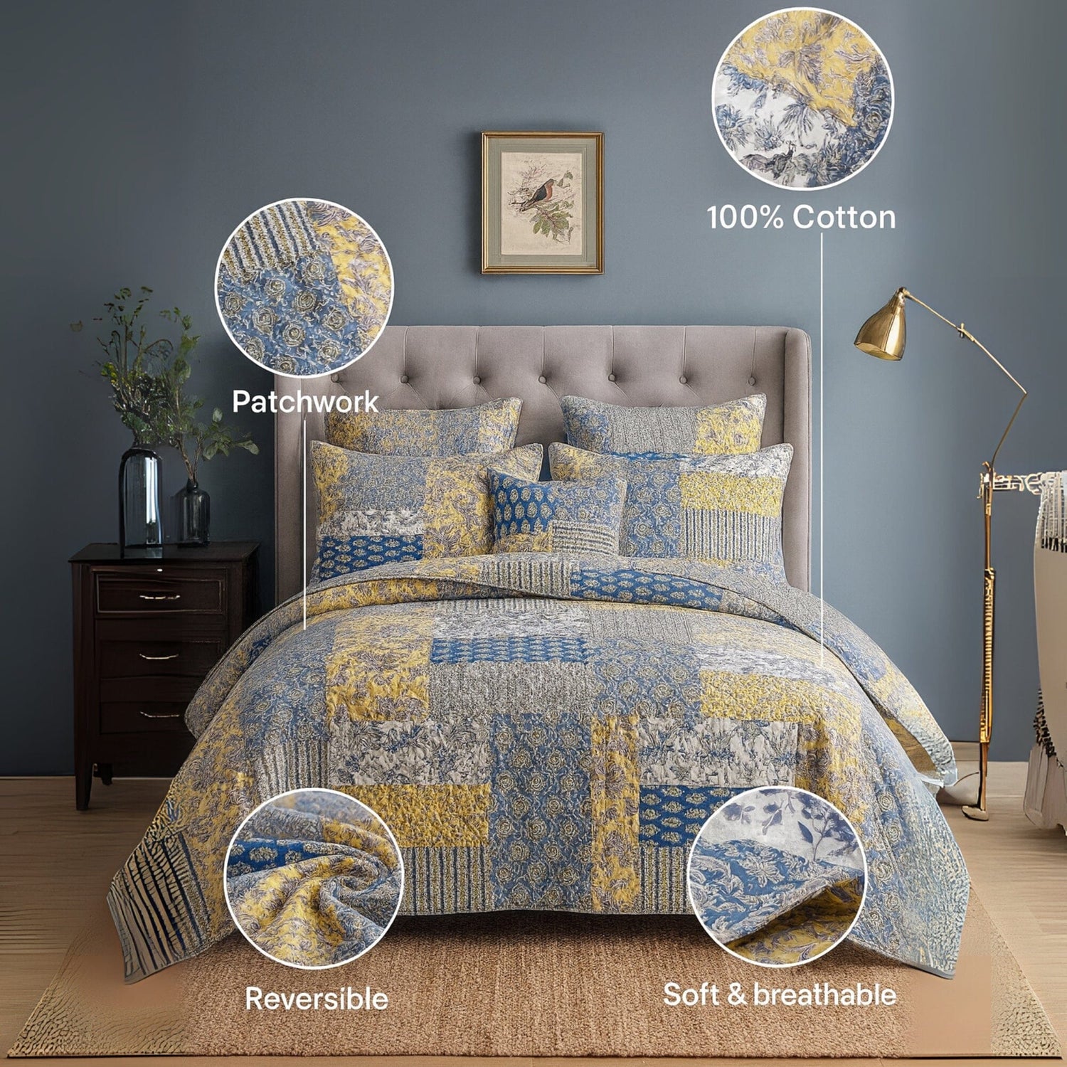 Honey Cove Garden Quilted Bedding Set