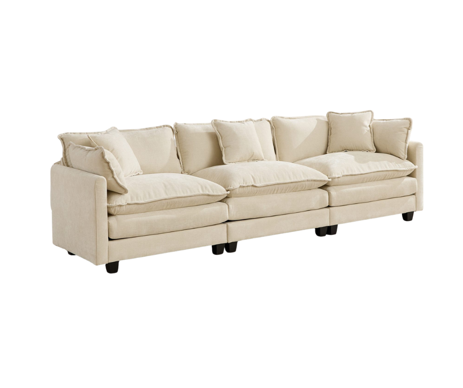 Cloud 3 Seat Sofa in Beige Chenille