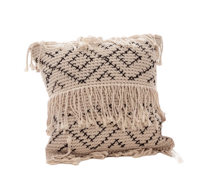 Bohemian Tasseled Macrame Throw Pillow