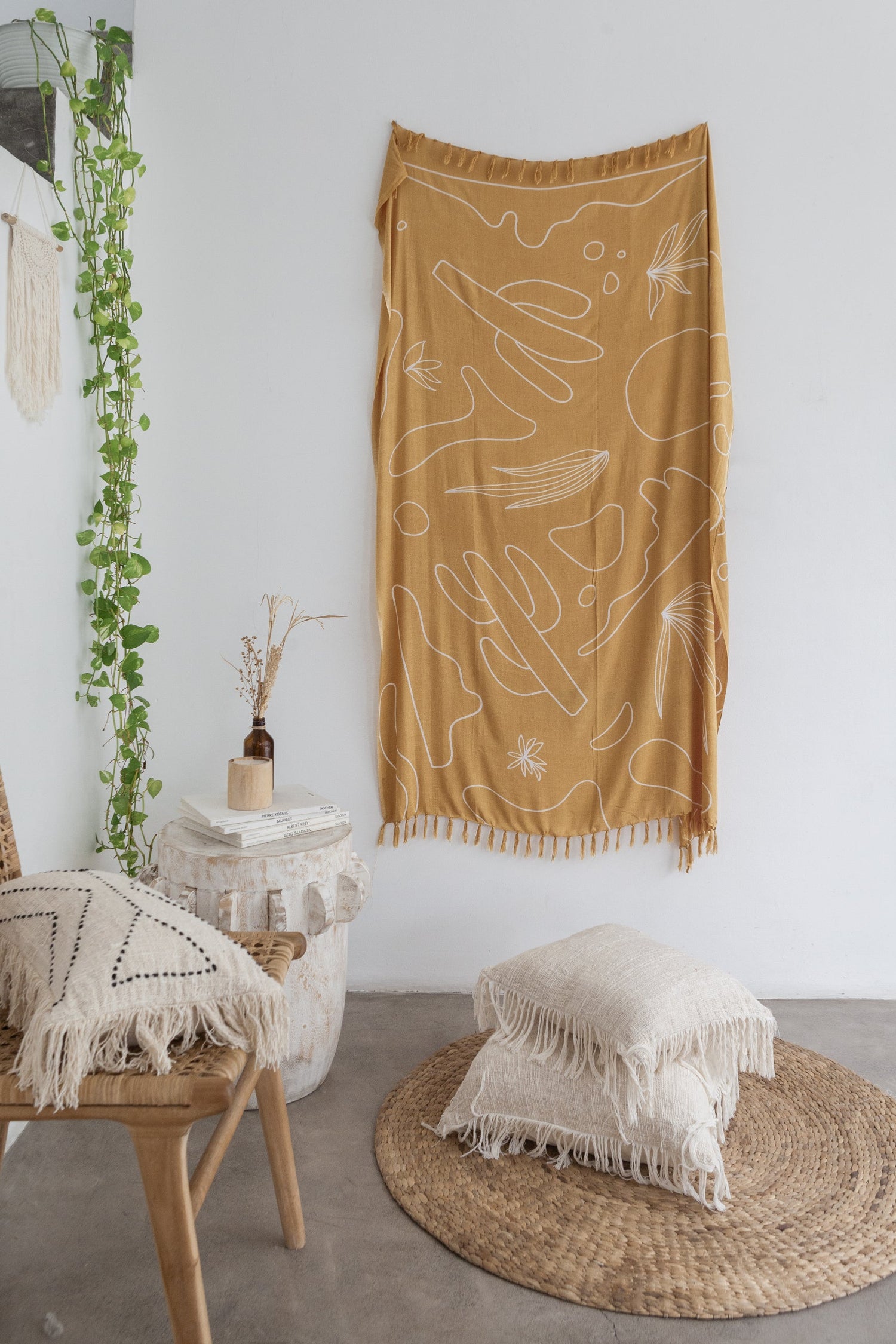 Organic Cotton Fringed Pillow Covers - Natural