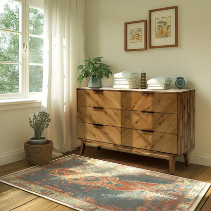 Veyron Acacia 6 Drawer Dresser in Walnut or Oak Finish