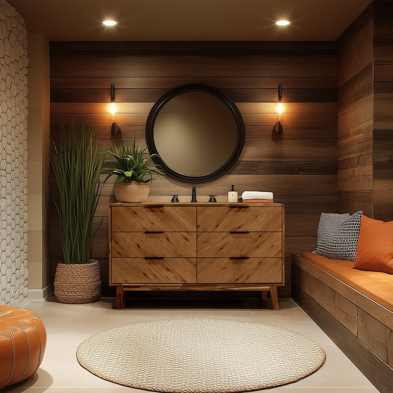 Veyron Acacia 6 Drawer Dresser in Walnut or Oak Finish
