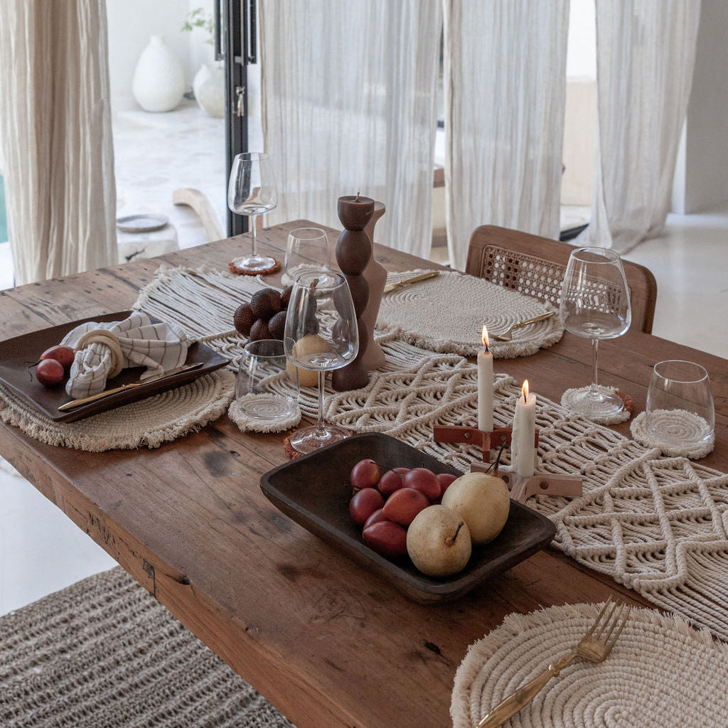 Scallop Macrame Table Runner