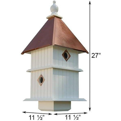White Two Story Deluxe Birdhouse with Copper Roof - Made in USA
