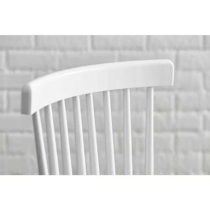 Set of 2 Classic Spindle Back Solid Wood Dining Chairs in White