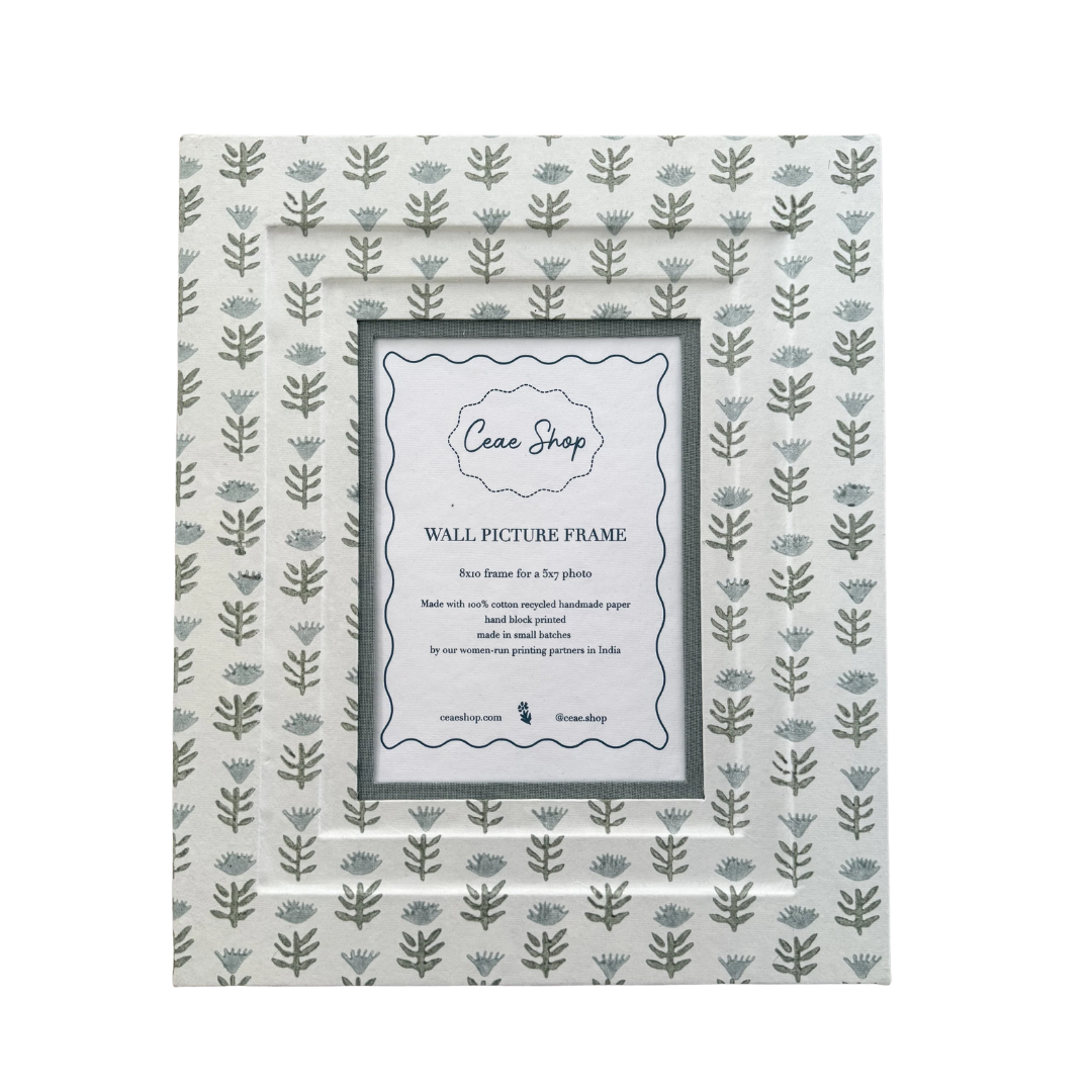 Block Printed Picture Frame - Claire Serene, Floral - 5x7