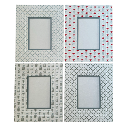 Block Printed Picture Frame - Claire Serene, Floral - 5x7