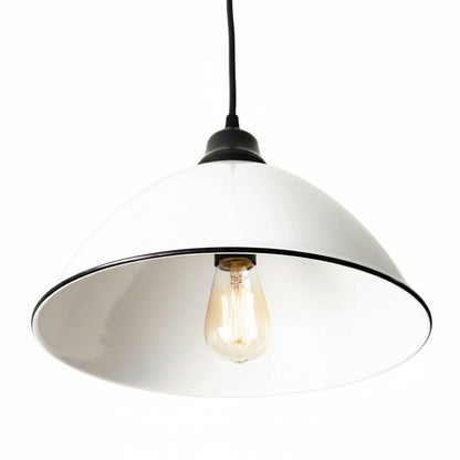Large White Enamel Farmhouse Pendant Light