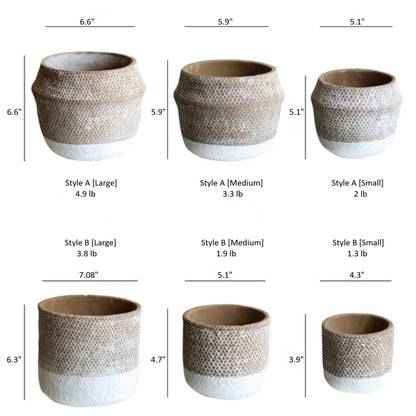 Boho Straw-Look Concrete Planter