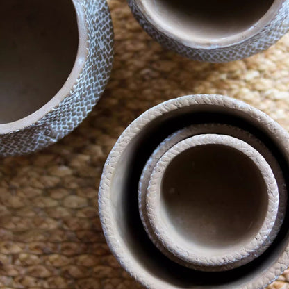Boho Straw-Look Concrete Planter