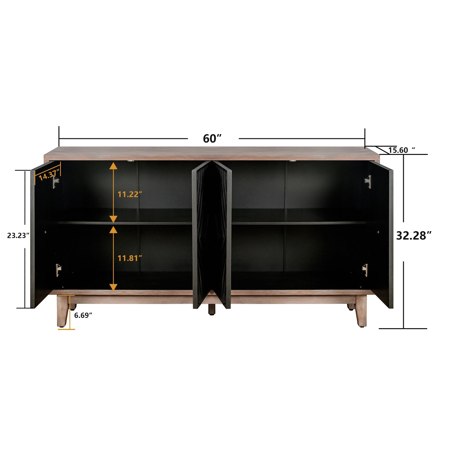 Two-Tone Mid Century Diamond Sideboard - 60"