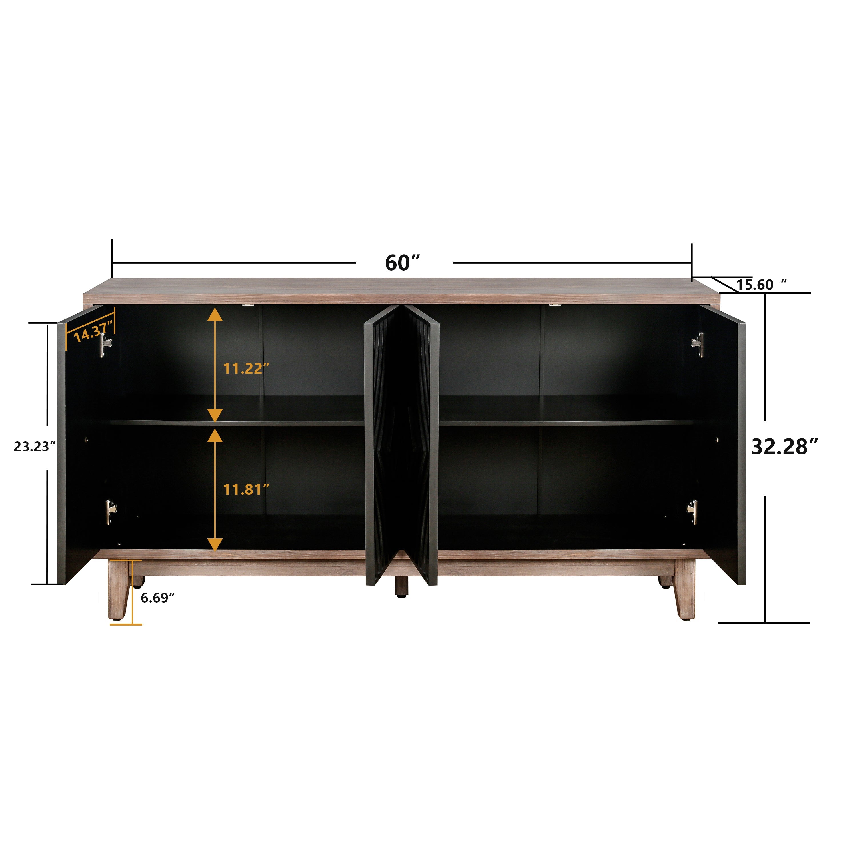 Two-Tone Mid Century Diamond Sideboard - 60"
