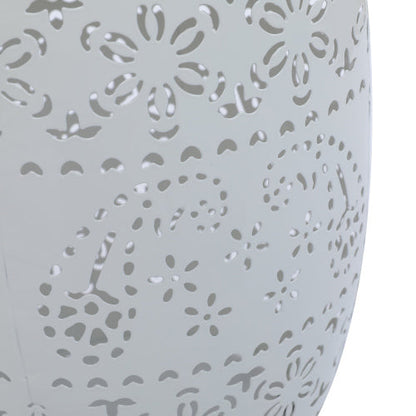 Outdoor Side Table with Built-in Solar Battery - White