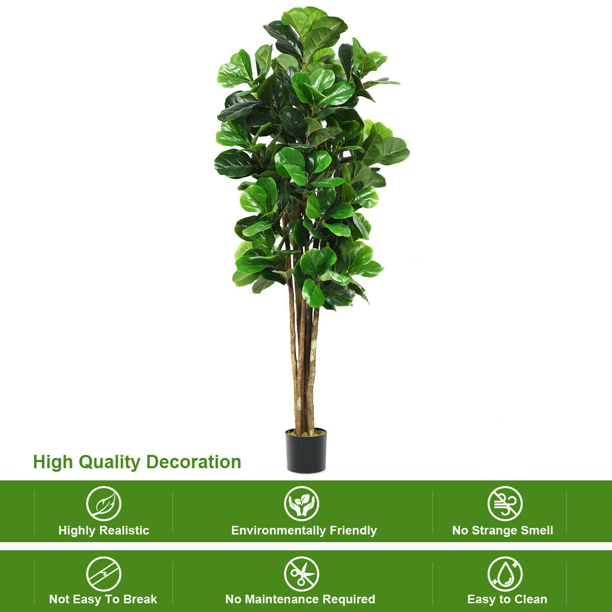 6 Ft Artificial Indoor-Outdoor Fiddle Leaf Fig Tree