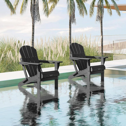 Folding Weather Resistant Adirondack Chairs - Black