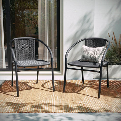 Set of 4 Modern Stackable Rattan Outdoor Dining Chairs