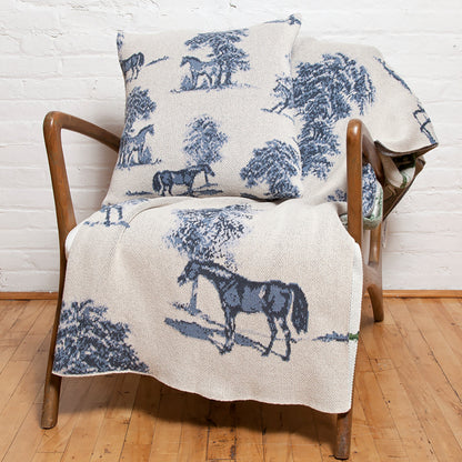 Equestrian Toile - Cotton Sustainable Knit Throw Blanket