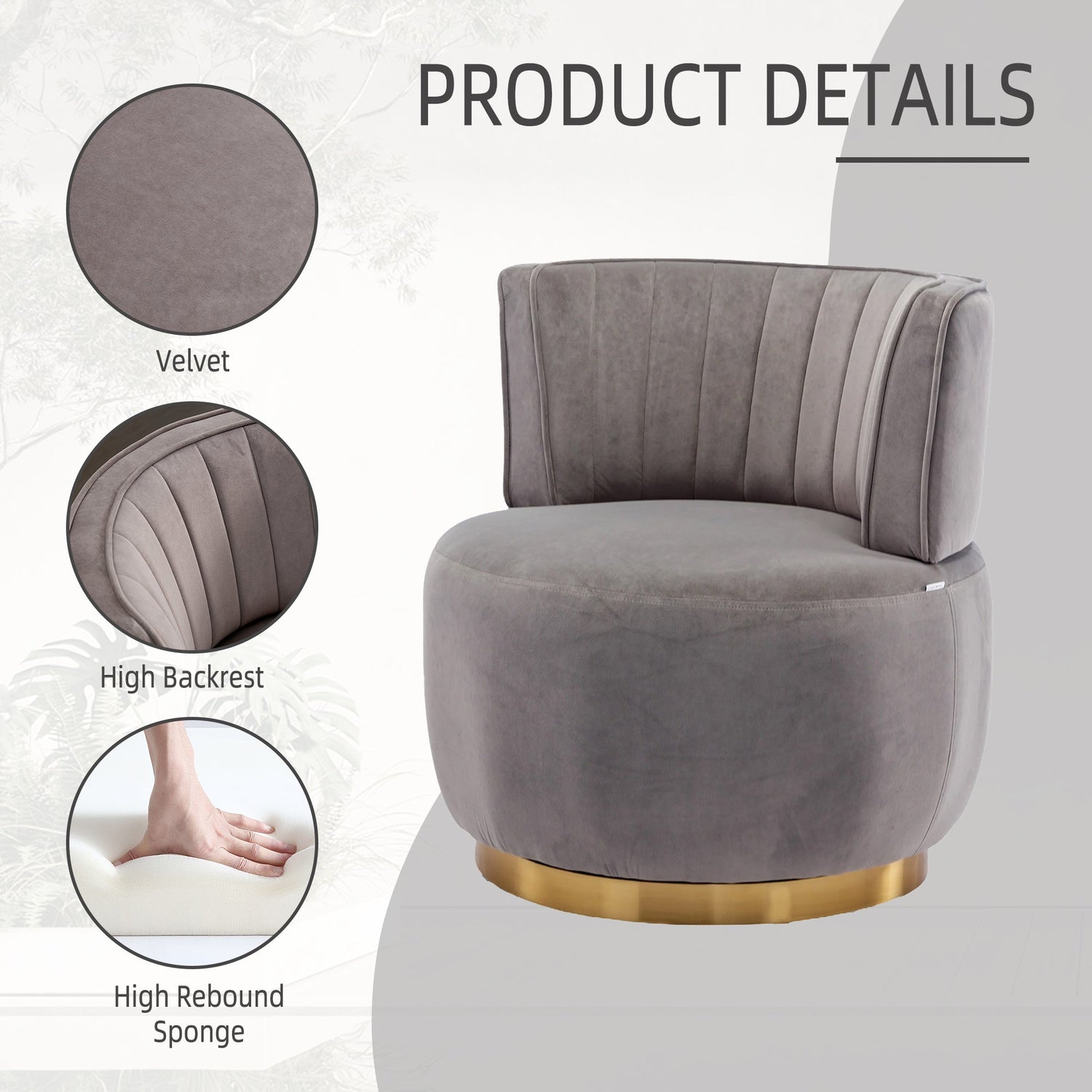 360 Degree Swivel Cuddle Barrel Accent Sofa Chairs
