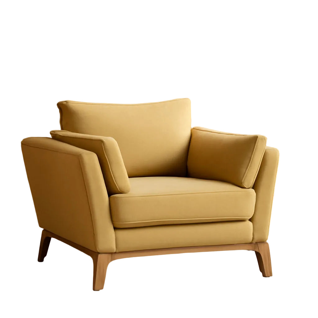 Large Linen Upholstered Accent Chair in Yellow