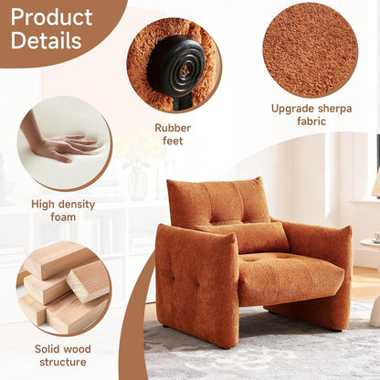 Sherpa Upholstered Arm Chair in Burnt Orange